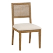 Alaina Cane Back Dining Chair 2 Pack in Linen Fabric with Coastal Wash