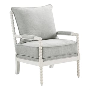 Kaylee Spindle Chair in Smoke Gray Fabric with White Frame