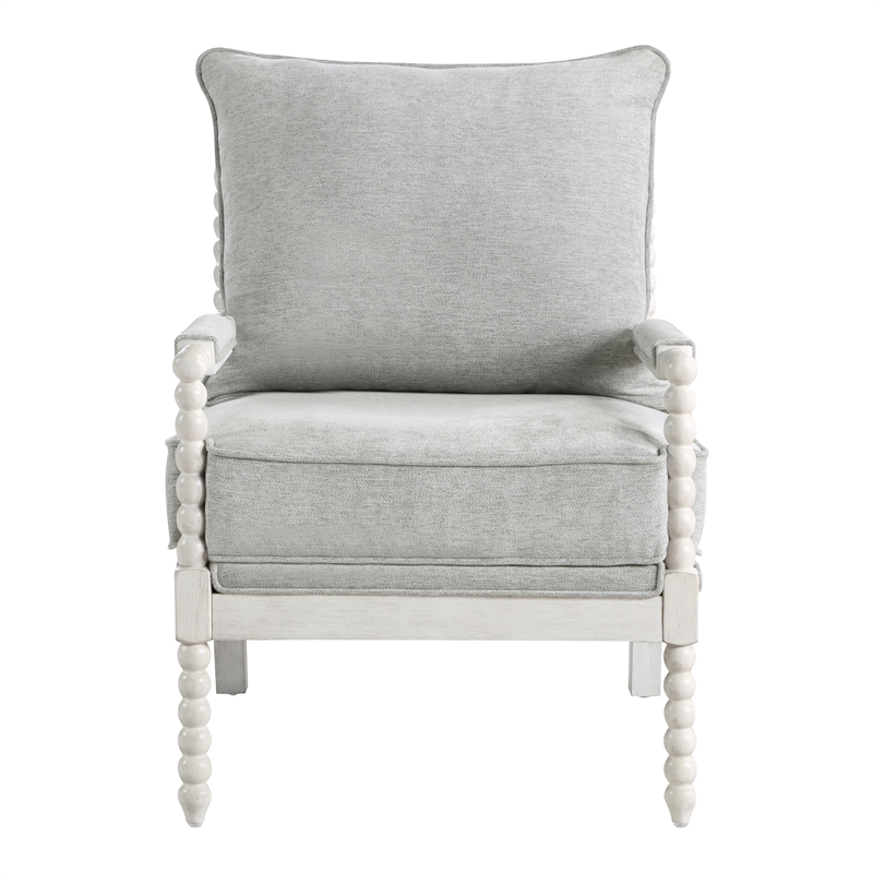 Kaylee Spindle Chair in Smoke Gray Fabric with White Frame