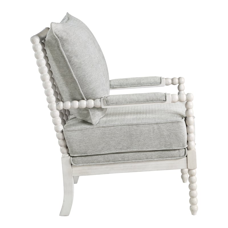 Kaylee Spindle Chair in Smoke Gray Fabric with White Frame KLEH14