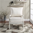 Kaylee Spindle Chair in Linen Beige Fabric with White Frame