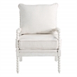 Kaylee Spindle Chair in Linen Beige Fabric with White Frame