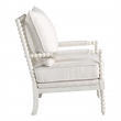 Kaylee Spindle Chair in Linen Beige Fabric with White Frame
