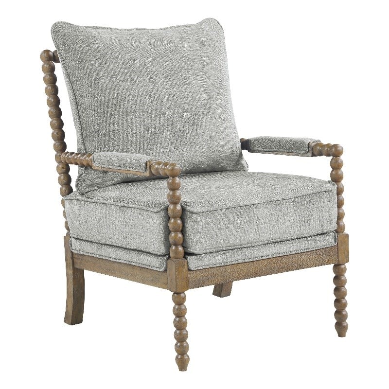 Fletcher Spindle Chair in Smoke Gray Fabric with Brush Charcoal Finish