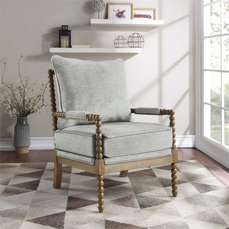 Fletcher Spindle Chair in Smoke Gray Fabric with Brush Charcoal Finish