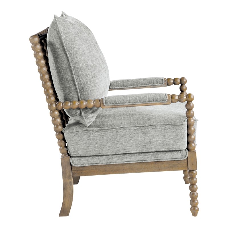 Fletcher Spindle Chair in Smoke Gray Fabric with Brush Charcoal Finish