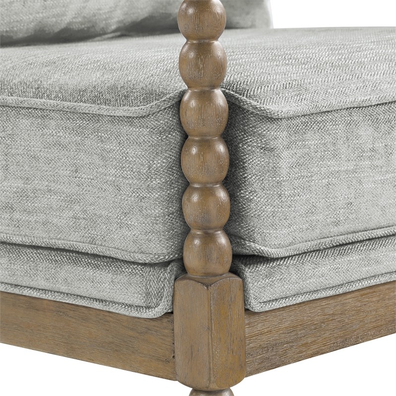 Fletcher Spindle Chair in Smoke Gray Fabric with Brush Charcoal Finish