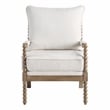 Fletcher Spindle Chair in Linen Beige Fabric with Brush Charcoal Finish