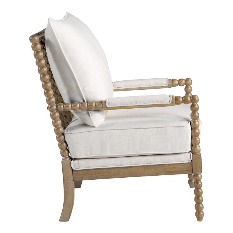 Fletcher Spindle Chair in Linen Beige Fabric with Brush Charcoal Finish