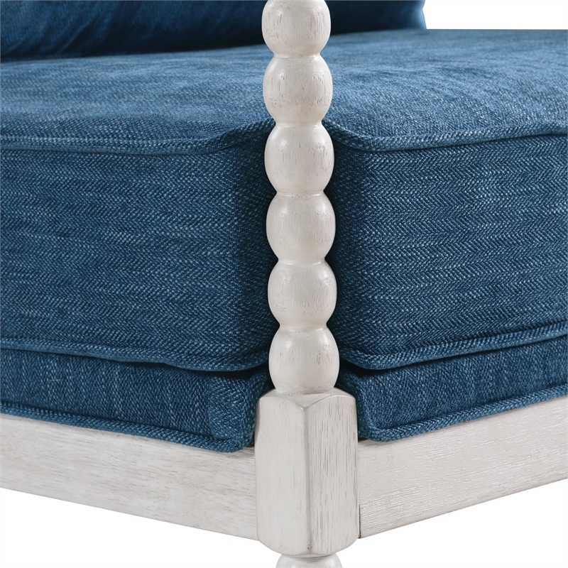 Kaylee Spindle Chair in Navy Blue Fabric with White Frame