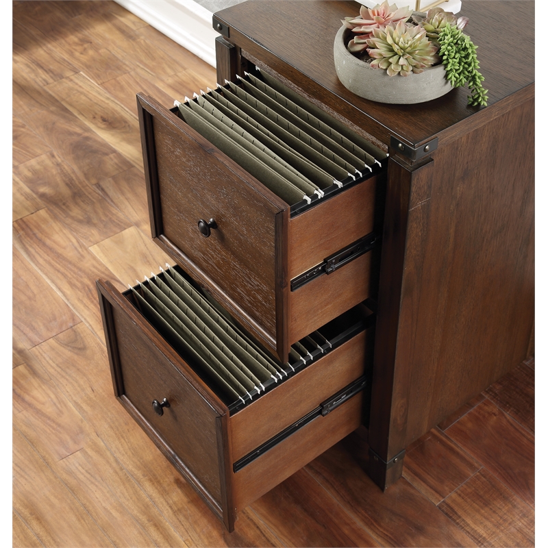 Baton Rouge 2 Drawer File Cabinet in Brushed Walnut Finish in Engineered Wood