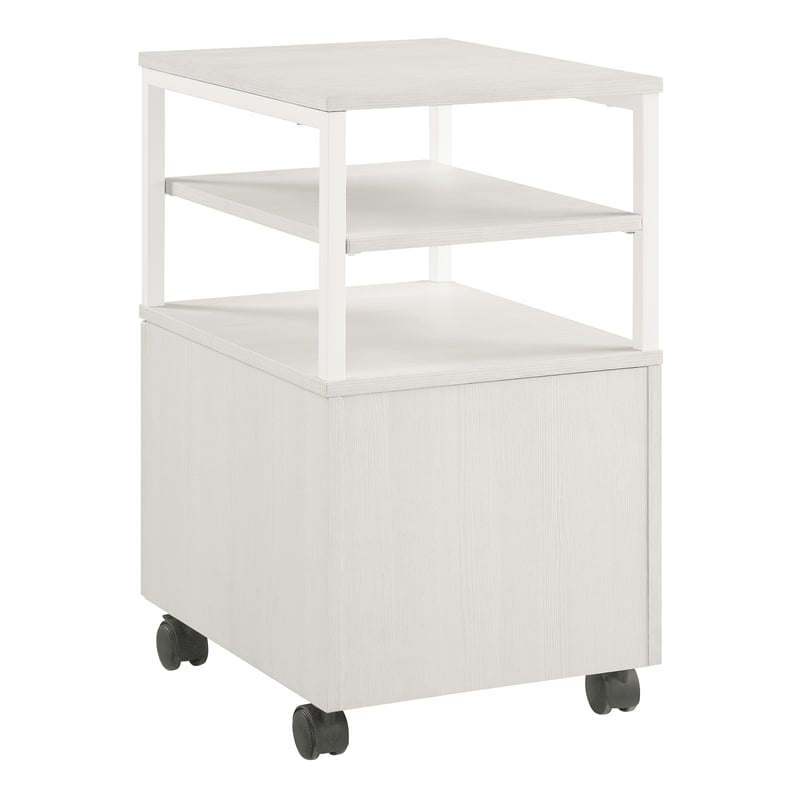 OSP Home Furnishings Contempo Mobile Cart in Campanula White with Metal Frame
