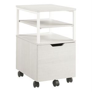 OSP Home Furnishings Contempo Mobile Cart in Campanula White with Metal Frame