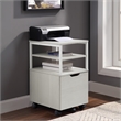 OSP Home Furnishings Contempo Mobile Cart in Campanula White with Metal Frame