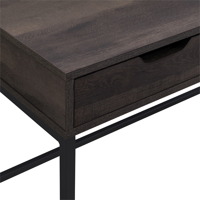 Contempo 40Inch Desk with Drawer and Shelf in Brown Wood Grain Finish