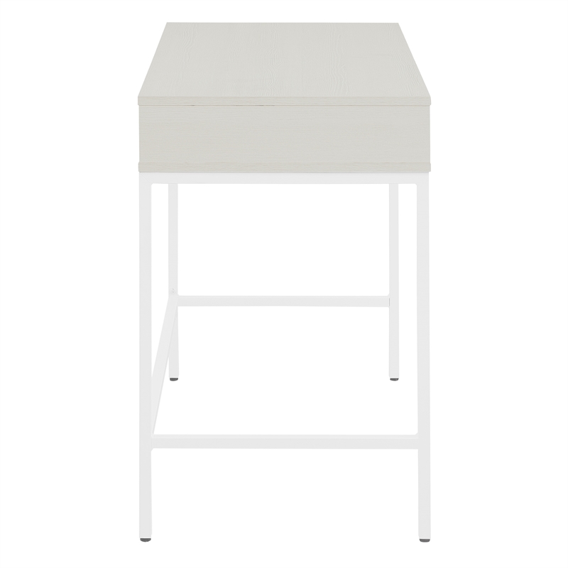 Contempo 40-Inch Desk with Drawer and Shelf in White Finish with Metal Legs