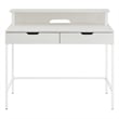 Contempo 40-Inch Desk with 2 drawers and Shelf Hutch in White Metal Steel Legs