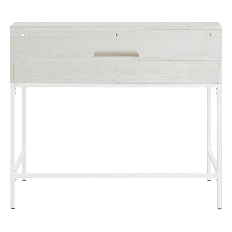 Contempo 40-Inch Desk with 2 drawers and Shelf Hutch in White Metal Steel Legs