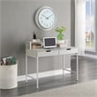 Contempo 40-Inch Desk with 2 drawers and Shelf Hutch in White Metal Steel Legs