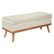 Katheryn Storage Bench in Linen Beige Fabric with Light Espresso Legs