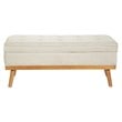 Katheryn Storage Bench in Linen Beige Fabric with Light Espresso Legs