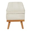 Katheryn Storage Bench in Linen Beige Fabric with Light Espresso Legs
