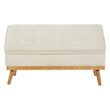 Katheryn Storage Bench in Linen Beige Fabric with Light Espresso Legs