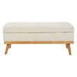 Katheryn Storage Bench in Linen Beige Fabric with Light Espresso Legs