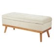 Katheryn Storage Bench in Linen Beige Fabric with Light Espresso Legs