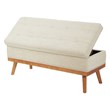 Katheryn Storage Bench in Linen Beige Fabric with Light Espresso Legs