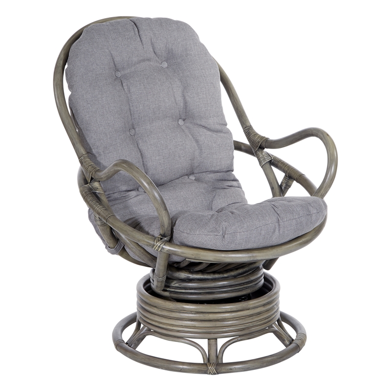 grey wicker swivel chair