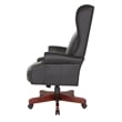 Executive High Back Chair with Black Vinyl and Brass Finish Nail Trim Upholstery