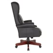 Executive High Back Chair with Black Vinyl and Brass Finish Nail Trim Upholstery