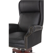 Executive High Back Chair with Black Vinyl and Brass Finish Nail Trim Upholstery