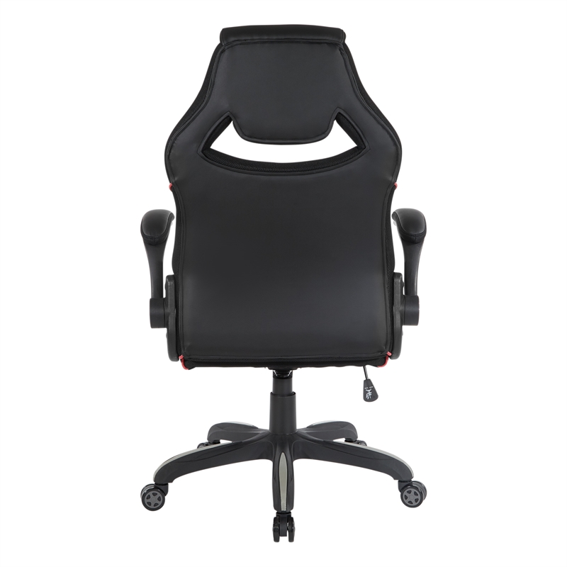 Xeno Gaming Chair in Black Faux Leather with Red Trim