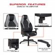 Commander Gaming Chair in Black Faux Leather and Gray Accents