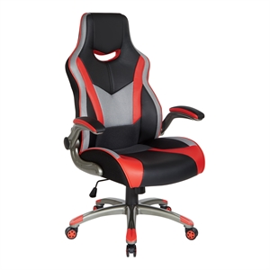 uplink gaming chair in multi-color faux leather with red accents