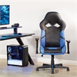 Vapor Gaming Chair in Black Faux Leather with Blue Accents