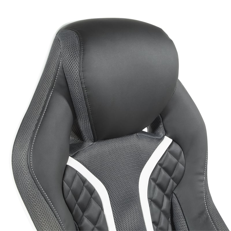 Xplorer 51 Gaming Chair in Black Faux Leather with White Accents