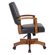 Deluxe Wood Bankers Chair in Black Faux Leather