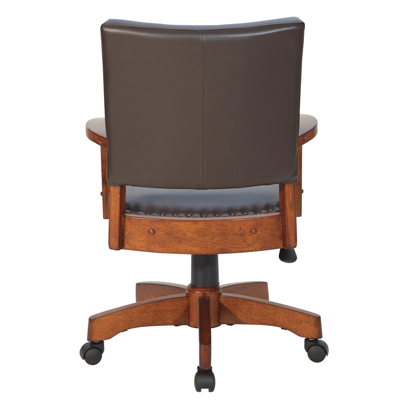 Deluxe Wood Bankers Chair in Espresso Faux Leather