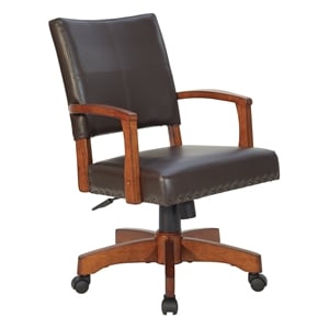 Deluxe Wood Bankers Chair in Espresso Faux Leather