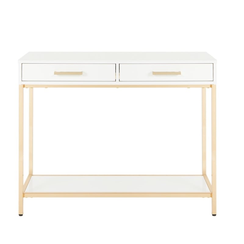 Alios Foyer Table with White Gloss Finish and Gold Chrome Plated Frame
