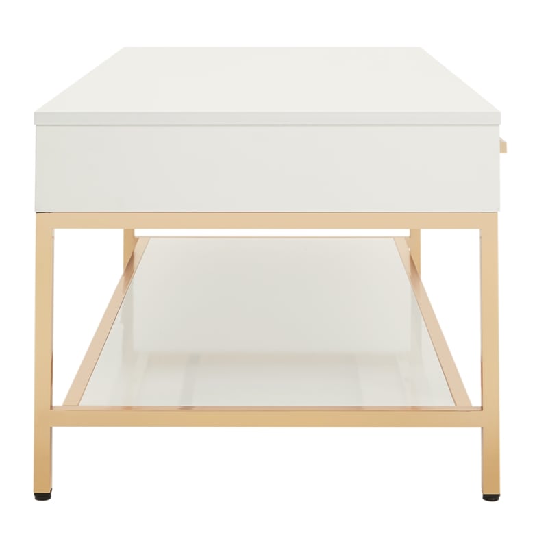 Alios Cocktail Table with White Gloss Finish and Gold Chrome Plated Base