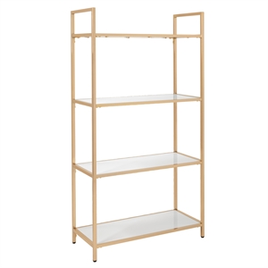 alios bookcase in white gloss finish with gold chrome plated base