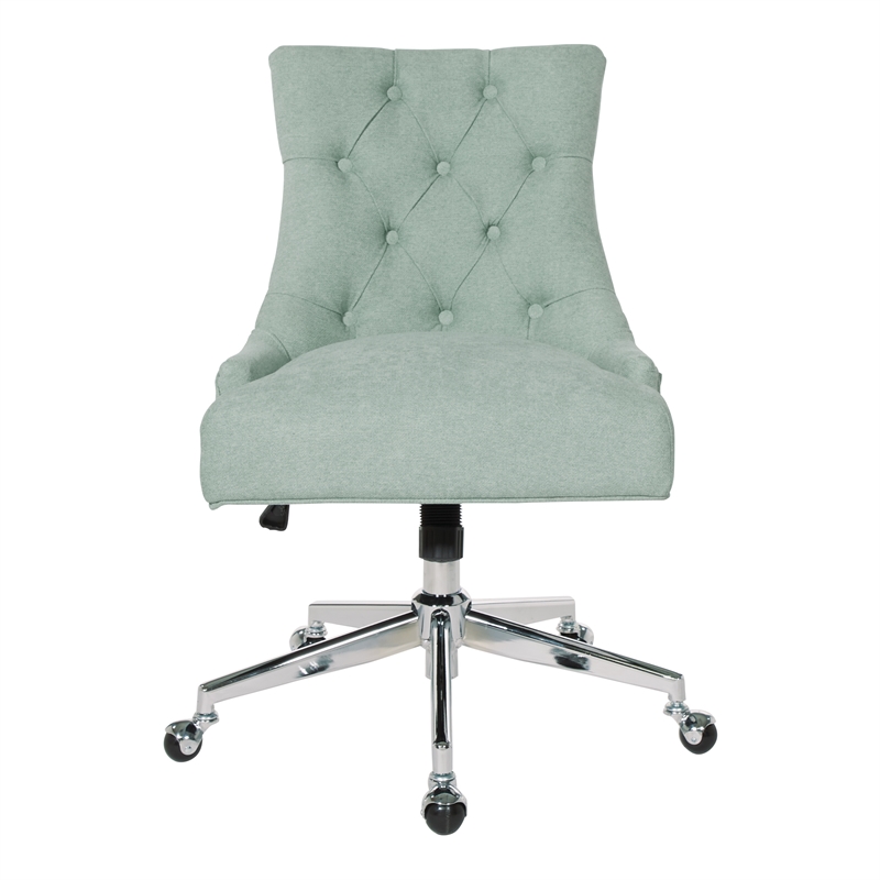 Amelia Office Chair in Mint Blue Fabric with Chrome Base