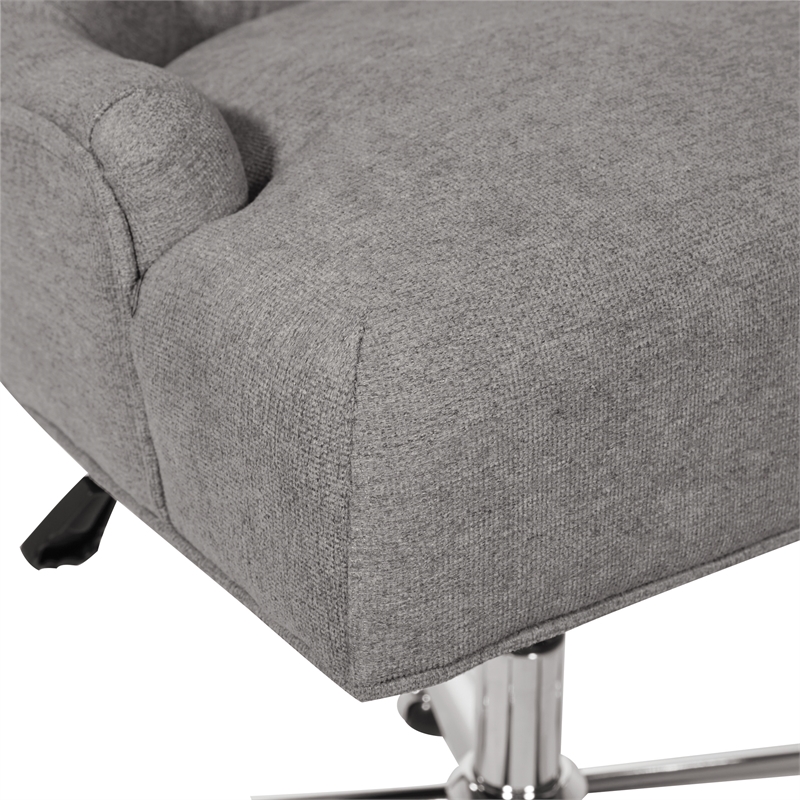 Amelia Office Chair in Fog Gray Fabric with Chrome Base