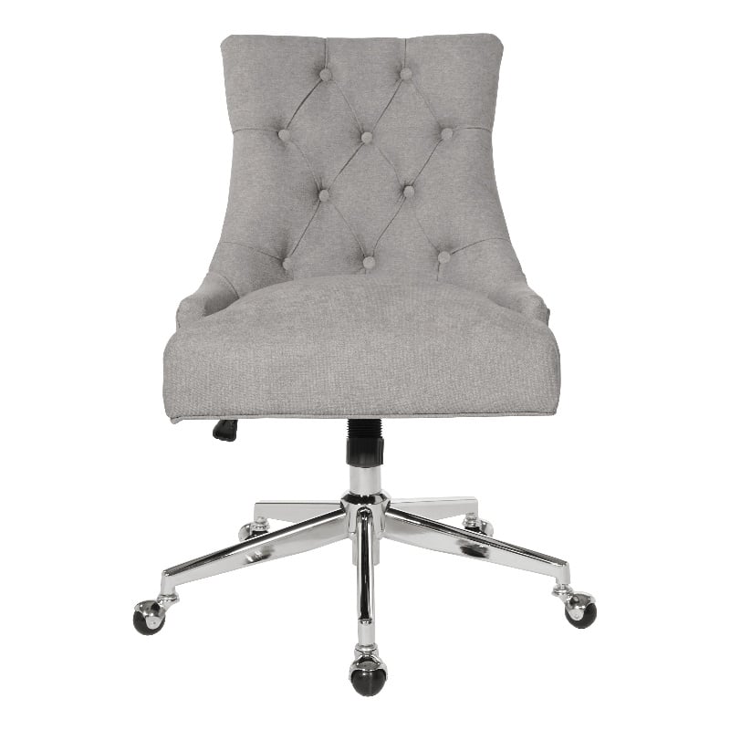 Amelia Office Chair in Fog Gray Fabric with Chrome Base