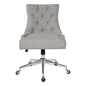 Amelia Office Chair in Fog Gray Fabric with Chrome Base