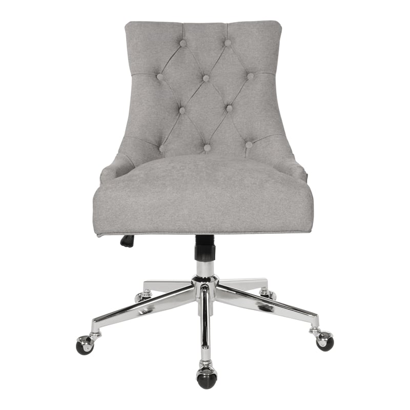 Amelia Office Chair in Fog Gray Fabric with Chrome Base